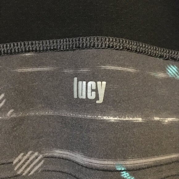 Lucy Charcoal Grey Blue Paint Splat Racer Back Tank Top - Picture 7 of 11